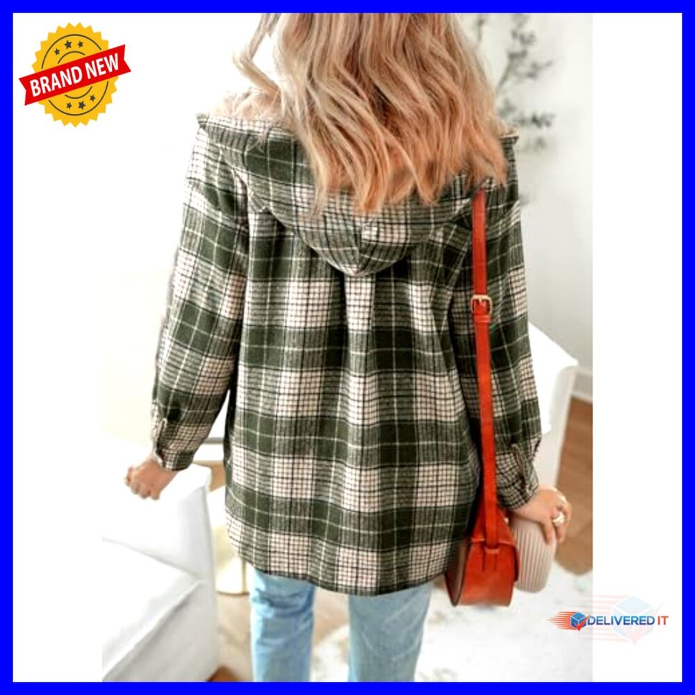 Oversized Flannel Shacket Button Down Fleece Jack… - image 5